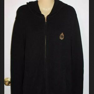 Ralph Lauren Zip-Front Hooded Cardigan Sweater L